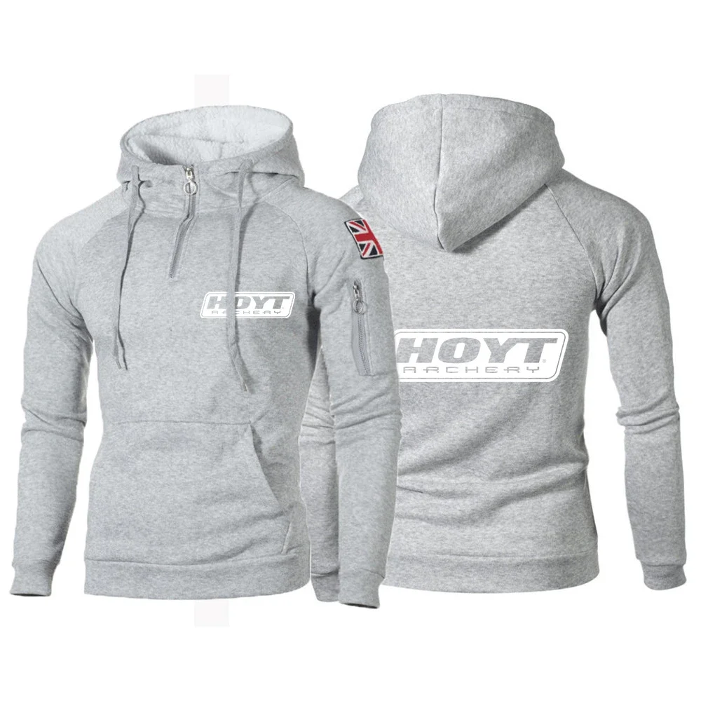 2024 Hoyt Archery New Men Spring And Autumn Jackets Zipper Hoodie Harajuku Fitness Fleece Casual All-Match Sweatshirt