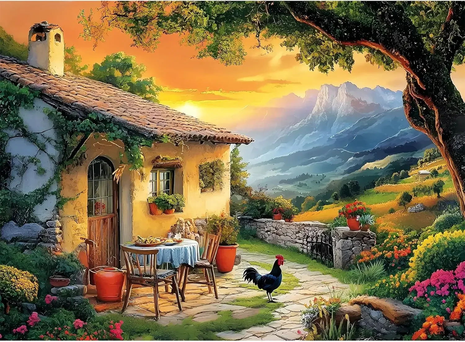 

Village 500/300/120 Pieces Jigsaw Puzzles Challenging Family Activity Games for Gameroom Bedroom Livingroom Birthday Party Gift