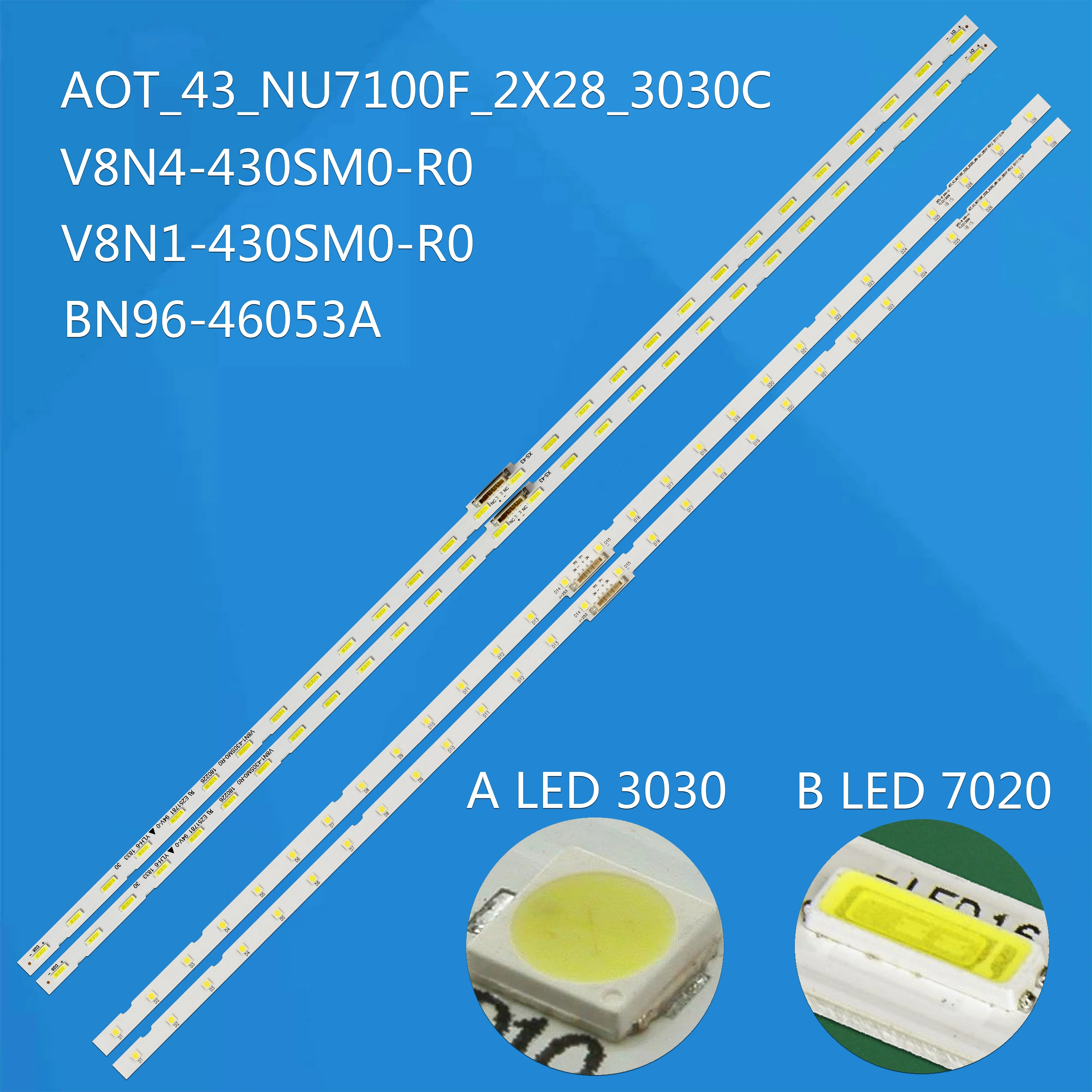 

2 шт. светодиодных ламп для UE43NU7400S UE43NU7479 UE43NU7452U UE43NU7179U UE43RU7020K UE43NU7400U UE43NU7479U 43 "-NEW EDGE-28ea-180223-7020