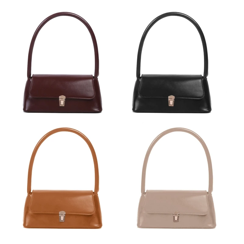 

Women Solid Color Underarm Bag Vintage PU Leather Ladies Small Shoulder Bags Female Tote Purse Handbags Top Handle Bag Dropship