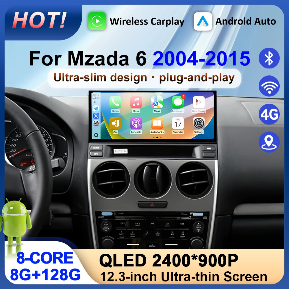 

Для Mzada 6 2004-2015 Carplay автомобильный радиоприемник мультимедийный видеоплеер Android 15 авто WIFI GPS-навигация DSP стерео BT инструменты