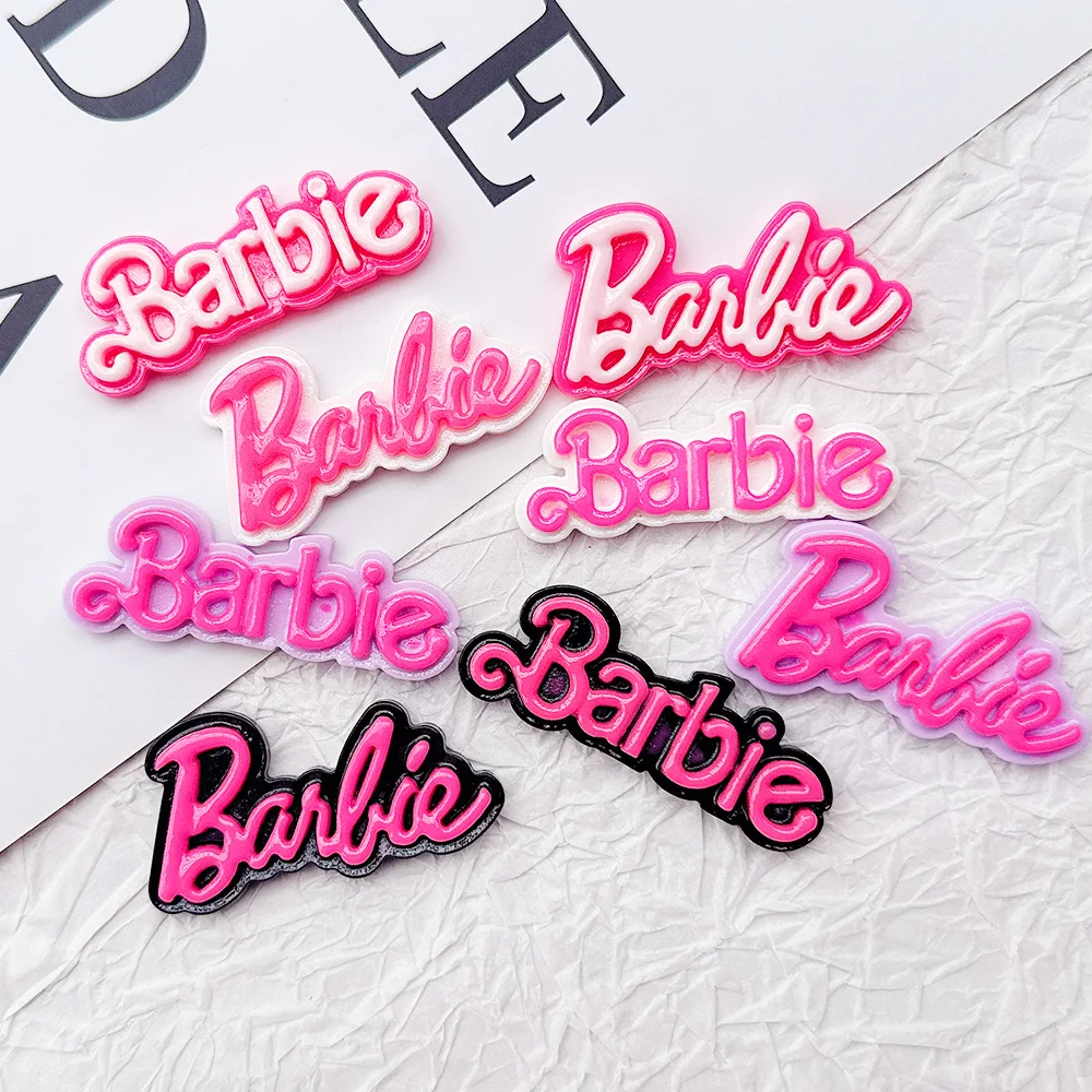 5pcs New Barbie English plate handmade diy resin accessories cartoon resin flatback cabochons diy crafts supplies