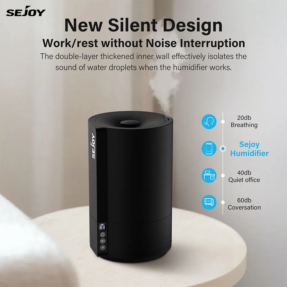 Sejoy Humidifiers For Large Room Quiet Cool Mist Humidifier For Baby Kids And Plants 3.5l Top Fill With Essential Oil Diffuser