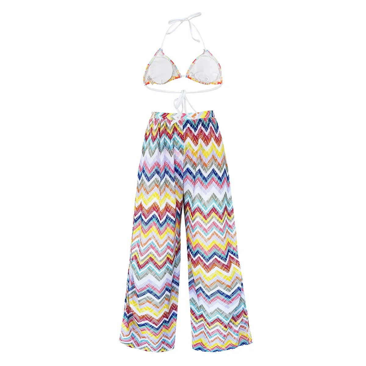 3pack Bikini Swimsuit With Cover Up Pants Swimwear Women Knot Bathing Suit Bandage Bikini Set Swimming Suits Biquini