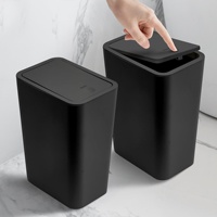 Bathroom Trash Can 10L Small Garbage Can Press Top For Toilet Bedroom Living Room Plastic Wastebasket With Pop-Up Lid