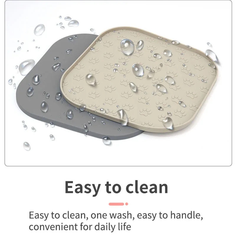Pet Silicone Placemats in Beige/Khaki/Grey/Black Rectangular with Paw Prints Dog Feeding Placemats Square Pet Eating Mats view 4
