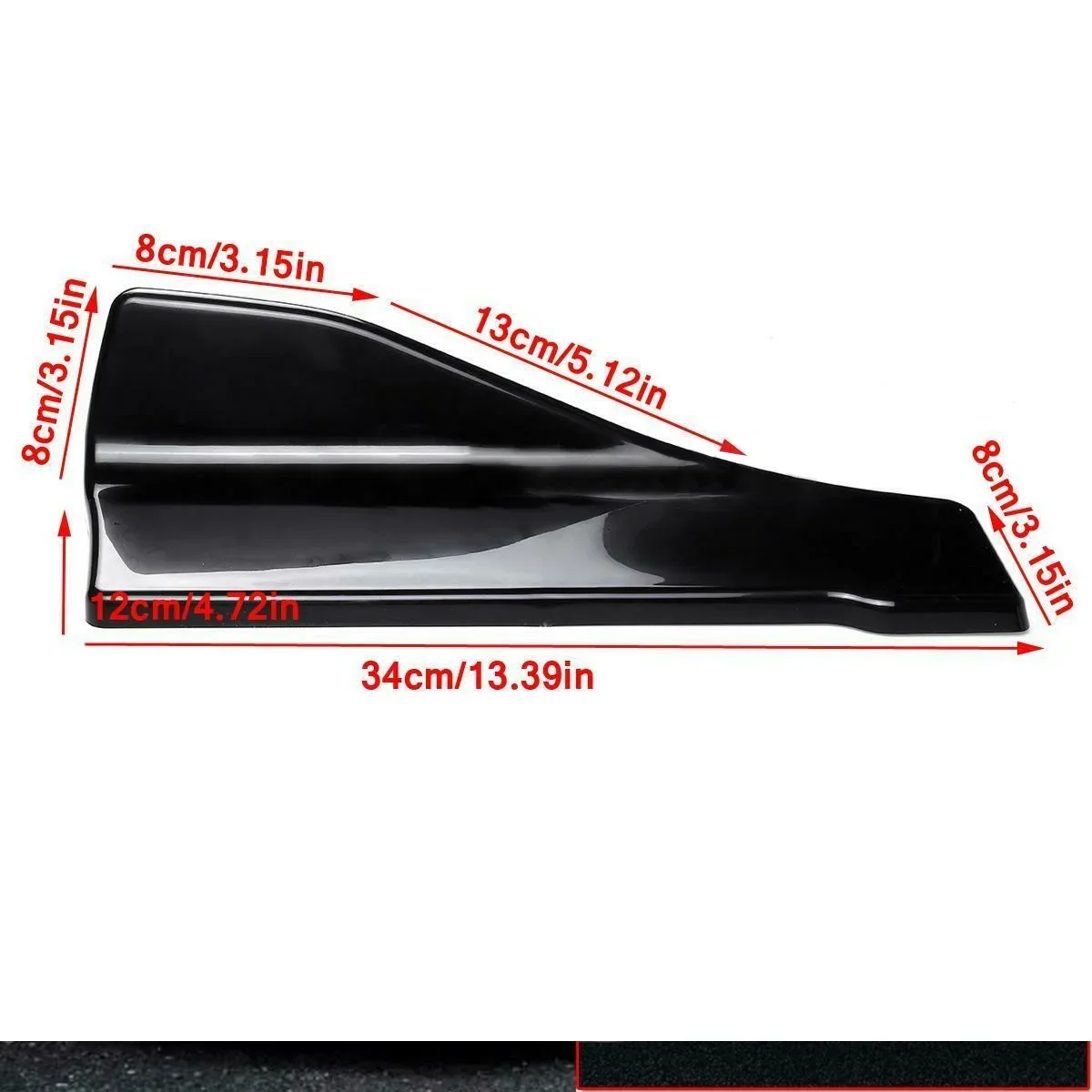 2pcs Universal Car Side Skirt Rear Bumper Lip Splitter Protector Anti-Scratch Gloss Black PP 35/48cm Racing Spoiler