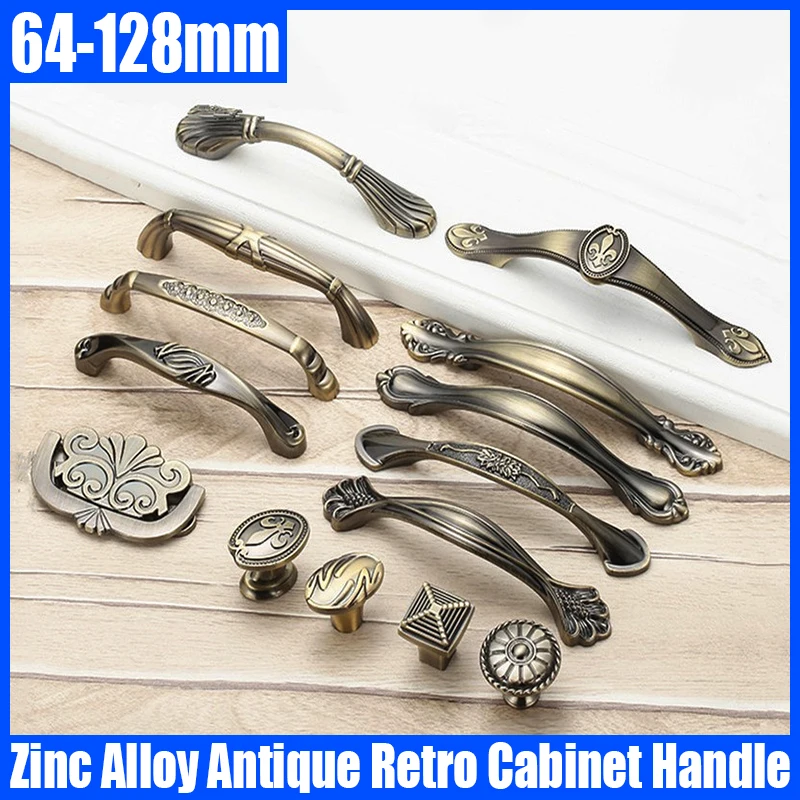 

1PCS Zinc Alloy Antique Retro Cabinet Handle American Style Wardrobe Door Handle Drawer Knobs Cupboard Pulls Furniture Handle