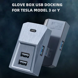 Glovebox USB HUB For TeslaModel 3 Model Y Digital Display Splitter Docking Station Data Transmission Model 3 Highland Splitter