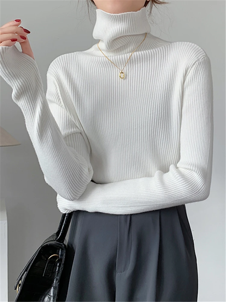 

Autumn Winter Thicken Warm Turtleneck Women's Sweaters 2022 New Long Sleeve Bottoming Solid Fashionable Sweater Female Chic Tops