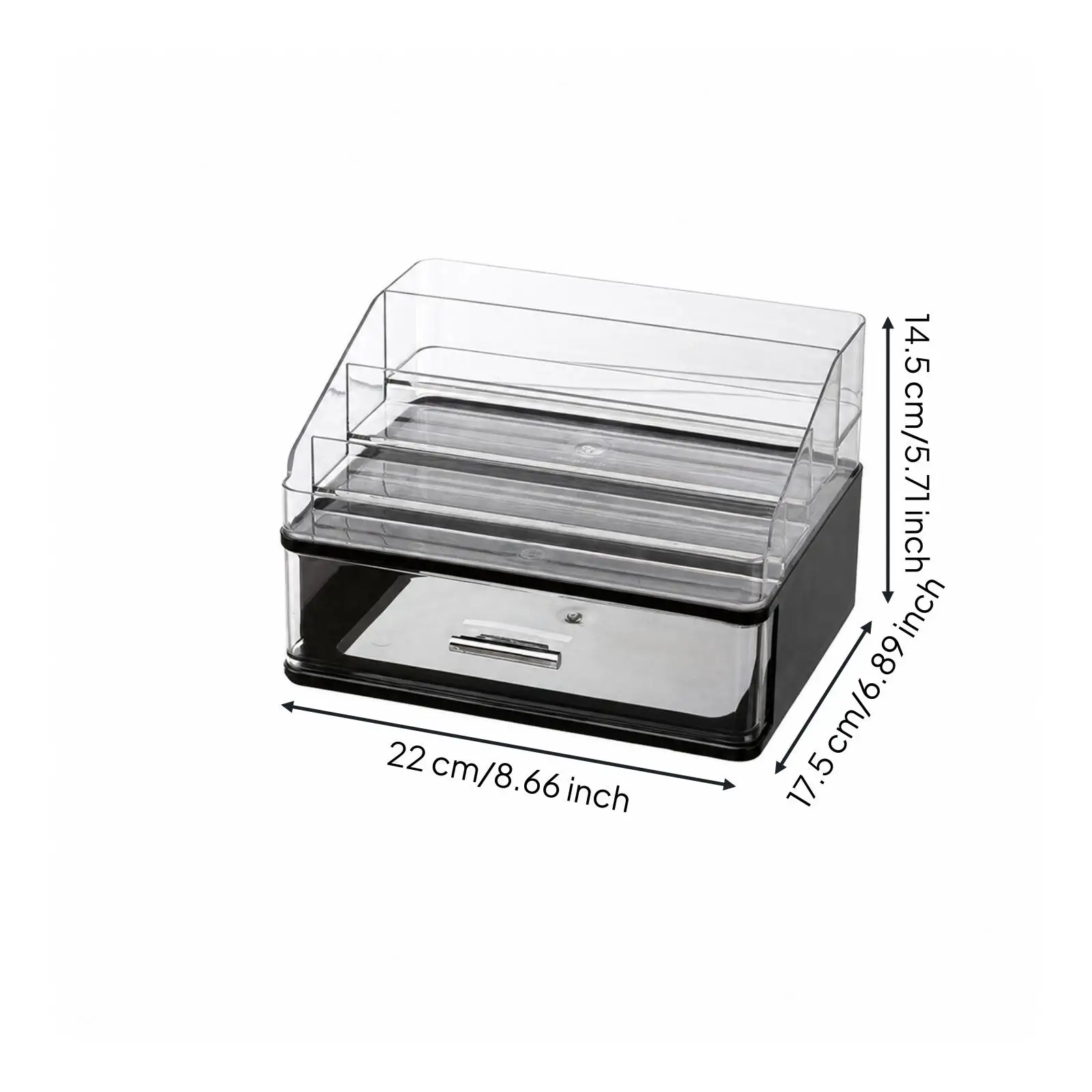 Vanity Drawer Cosmetic Organizer for Makeup Skincare Storage Clear Upper Tray with Dividers Compact Desktop Holder