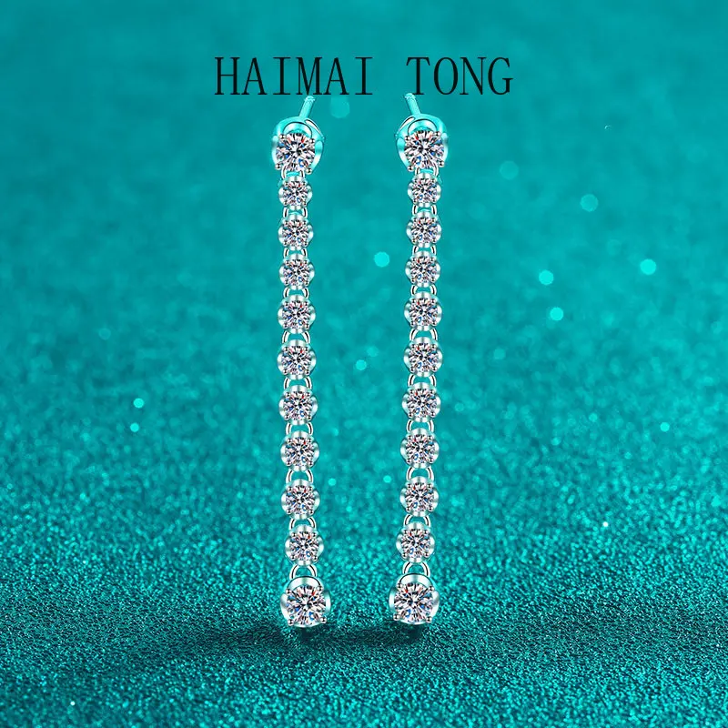 

HAIMATONGPT950 Platinum new earrings, moissanite earrings, tassel long, stylish and high-end design, commemorative day gift