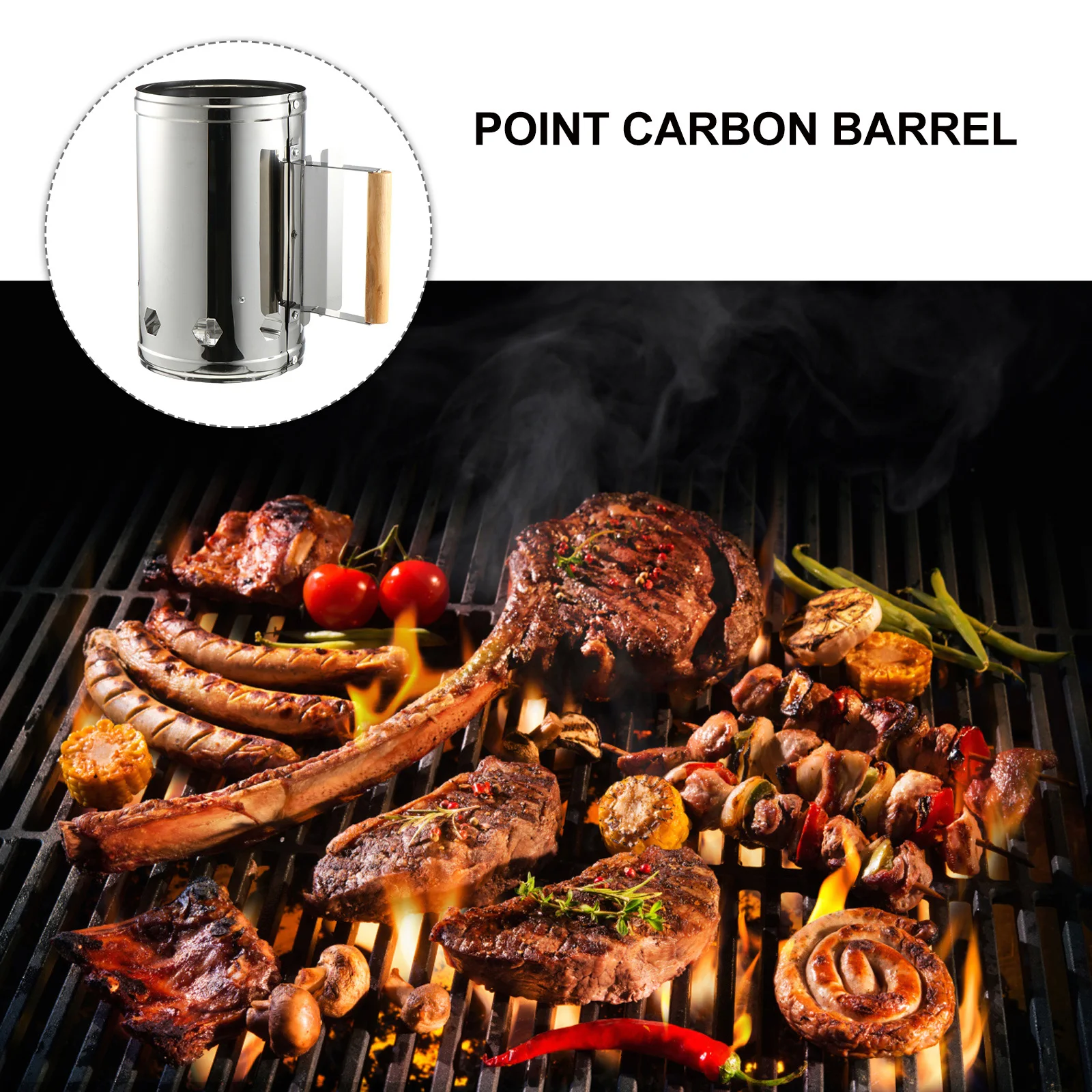 

Barbecue Fire Starter Charcoal Chimney Durable Metal Material Quick Heat Up Suitable Outdoor Cooking BBQ Camping Kitchen Bar