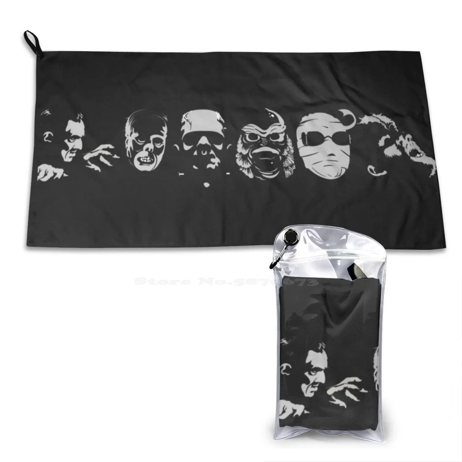 Monsters Soft Comfortable Bath Towel Outdoor Horror Halloween Monsters Dracula Vampires Phantom Of The Opera Poto Frankenstein