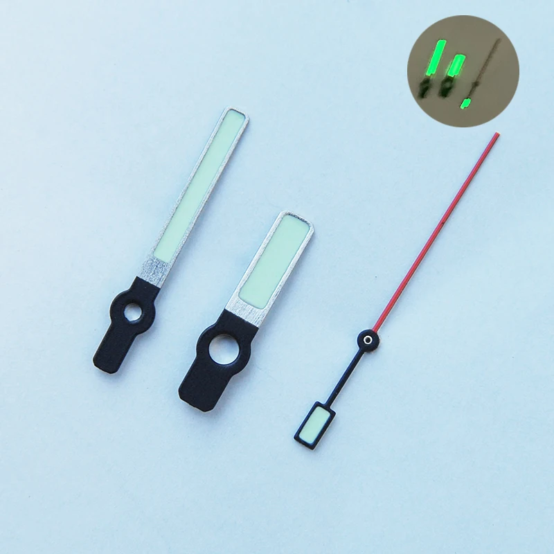 Green Luminous Watch SKX007/SRP777 Hands Set for NH35 NH36 62MAS Watch Movement Three Pointers Black & Red Needles