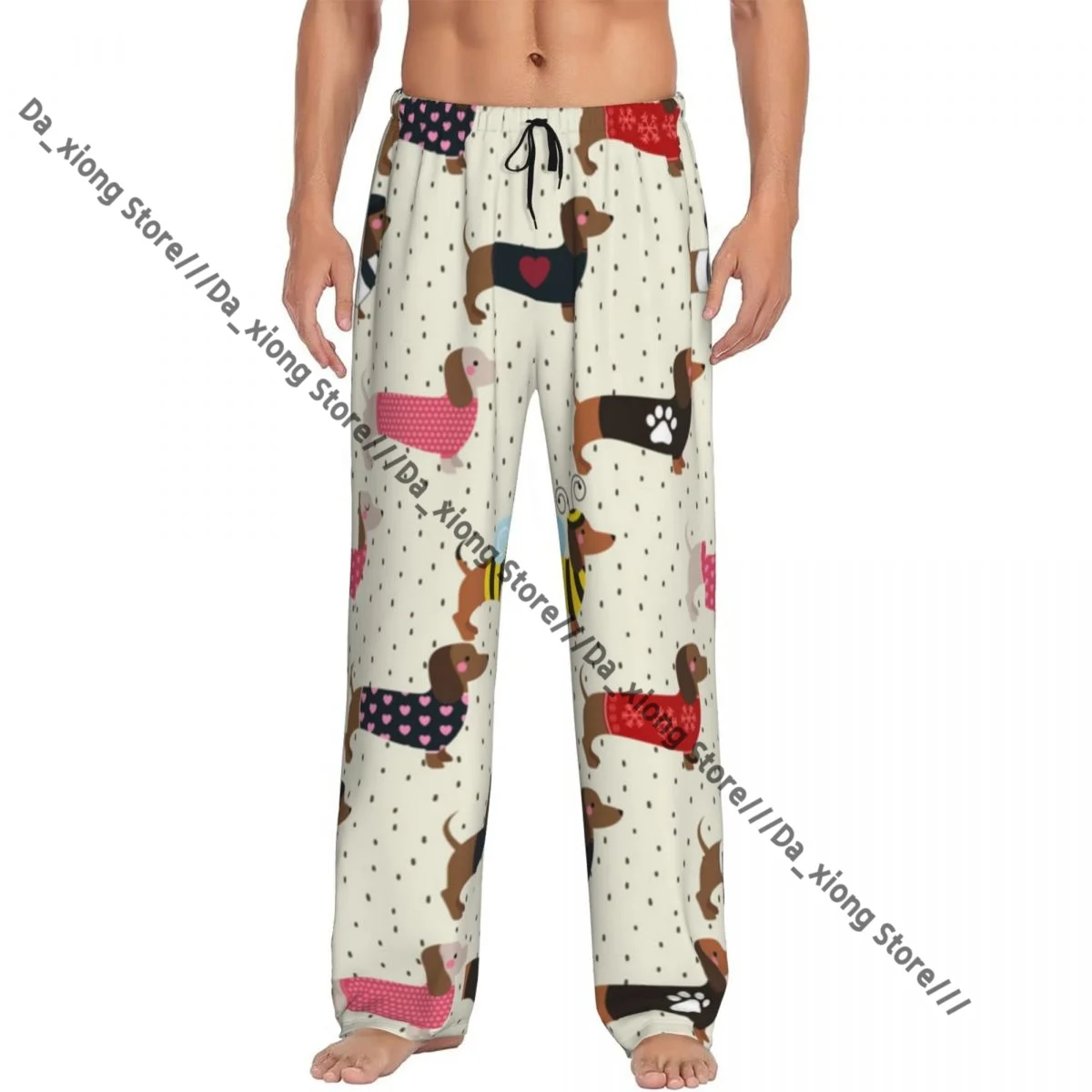 

Men's Casual Pajama Sleeping Pants Cute Dachshunds Lounge Loose Trousers Comfortable Nightwear