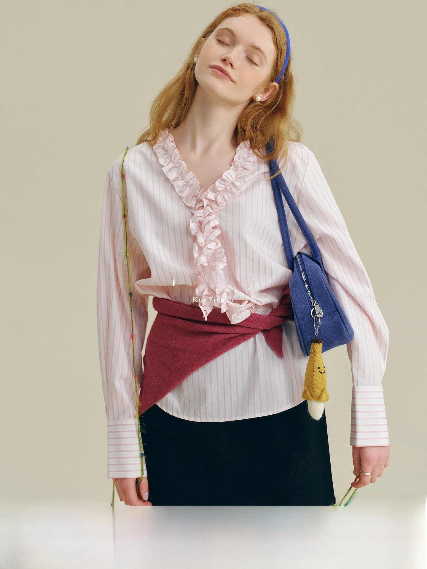 

Женская модная блузка Rina Berry из полиэстера с V-образным вырезом, цветочным и полосатым принтом, свободного кроя, для комфортных поездок на работу, ранняя осень