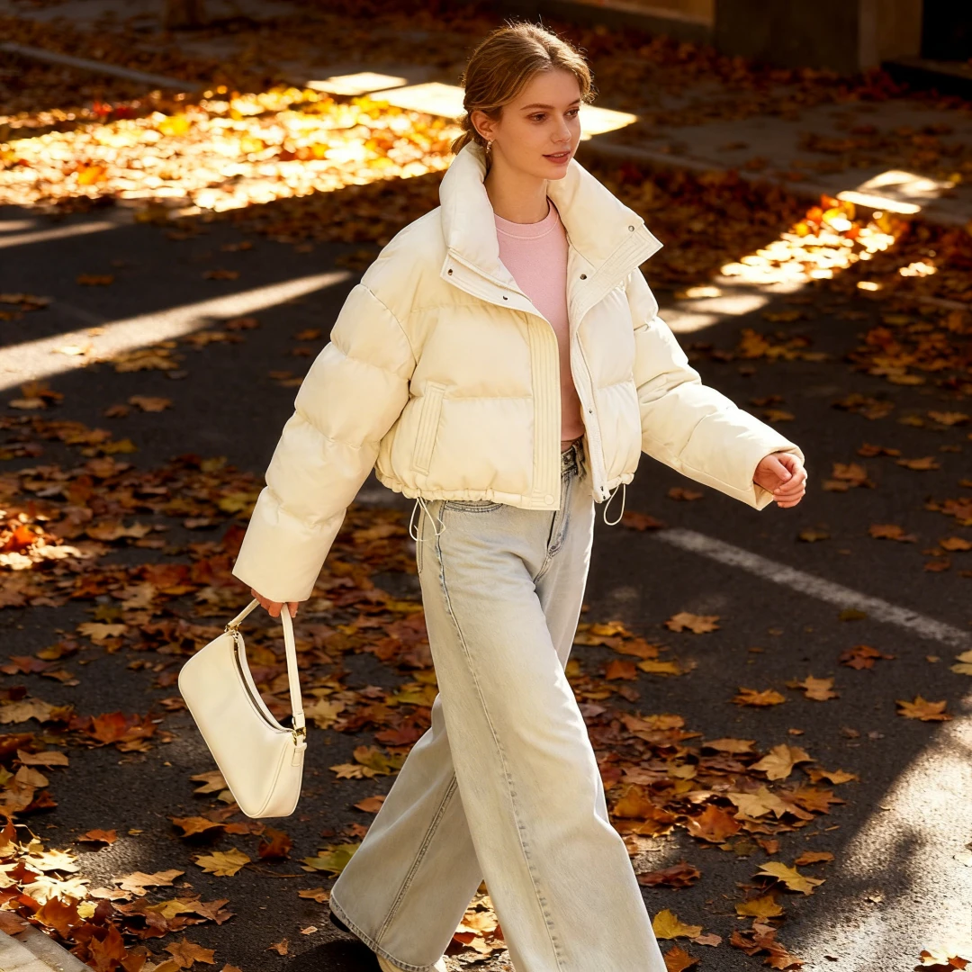 Parkas Mantel Frauen Dicke Warme Lose Langarm Jacken Stehkragen Feste Beiläufige Kurze Mantel Gespleißt Büro Dame Herbst Winter