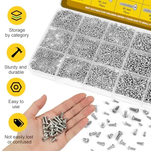 115-2300PCS Screw Bolt Nut Washer Assortment Kit with Flat and Spring Lock Washers Storage Box