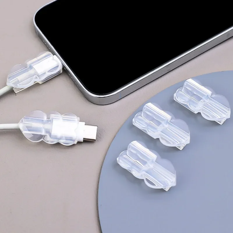 1/10Pcs Transparent Data Cable Protector Cable Winder Soft Silicone Cover Sleeve for Apple iPhone 15 14 Pro Max Wire Wrap Clip