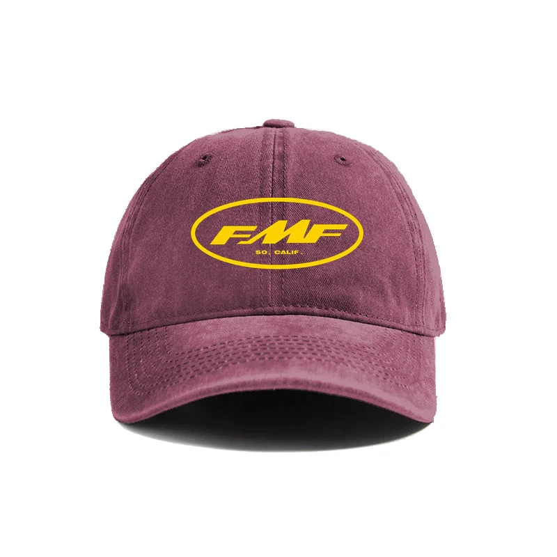 FMF Calif Racing Distressed Baseball Cap Adult Unisex Adjustable Retro Dad Hat Summer Breathable FMF Hats MZ-028