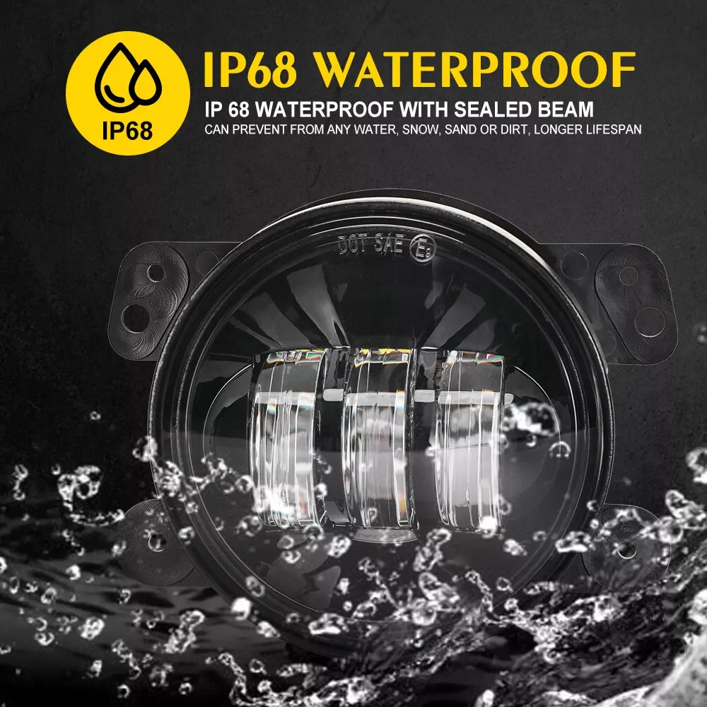 60 واط 4 بوصة LED أضواء الضباب مع شعاع عالية/منخفضة 6000 كيلو مصباح أبيض نقي ل جيب رانجلر JK TJ LJ دودج كرايسلر #5