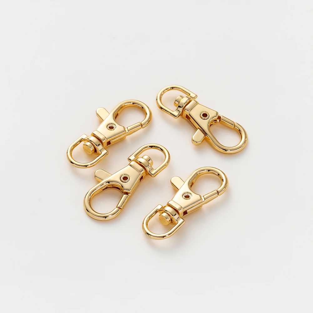 5Pcs 14K/18K Gold Color Plated Brass Lobster Clasp Hooks Split Key Ring Swivel Connector Carabiner for DIY Jewelry Making