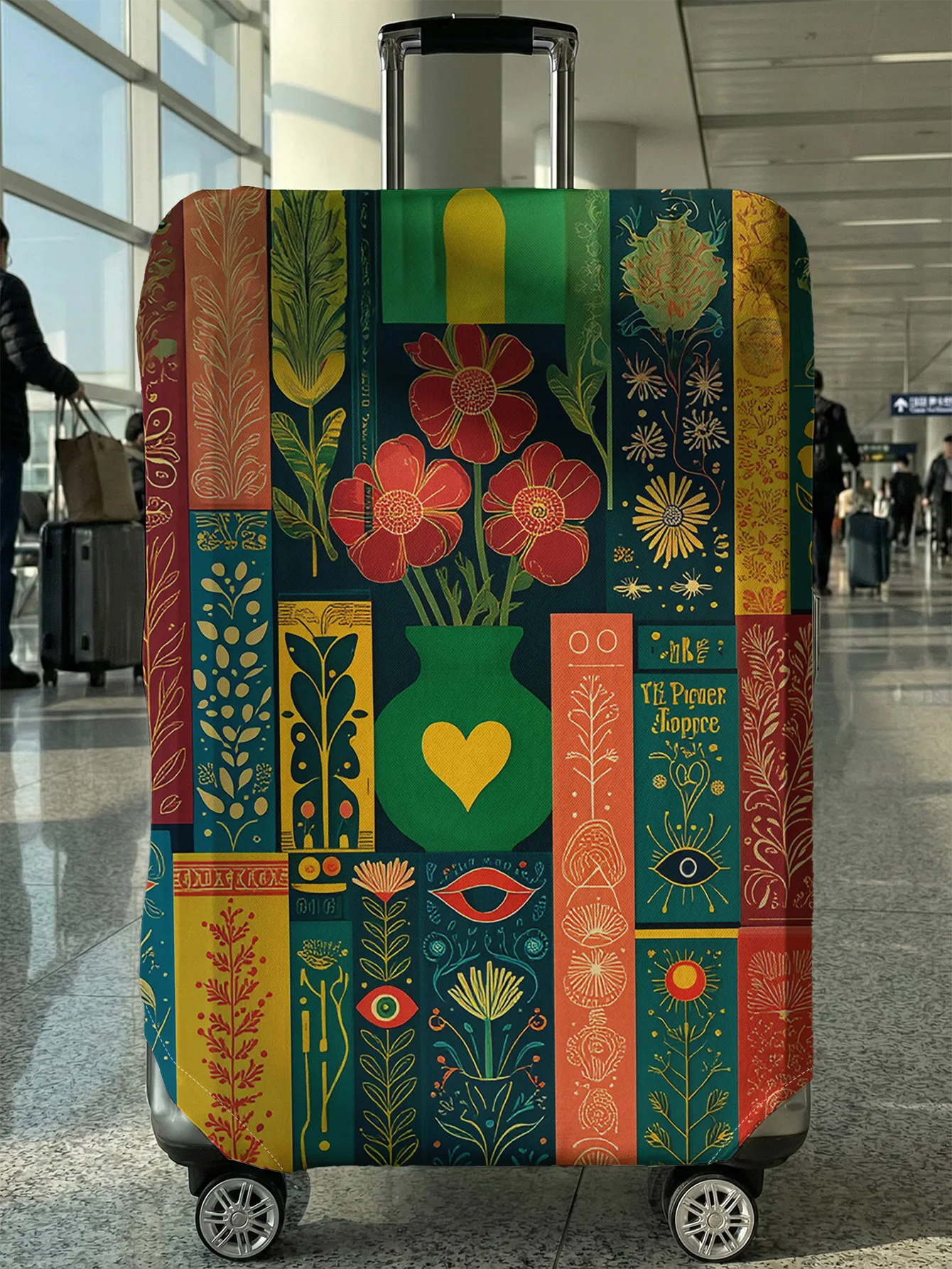 

Vintage Boho Floral Totem Print Luggage Cover, Suitable for 18-32 Inch Luggage Cover, Luggage Handle Glove, Travel Accessories