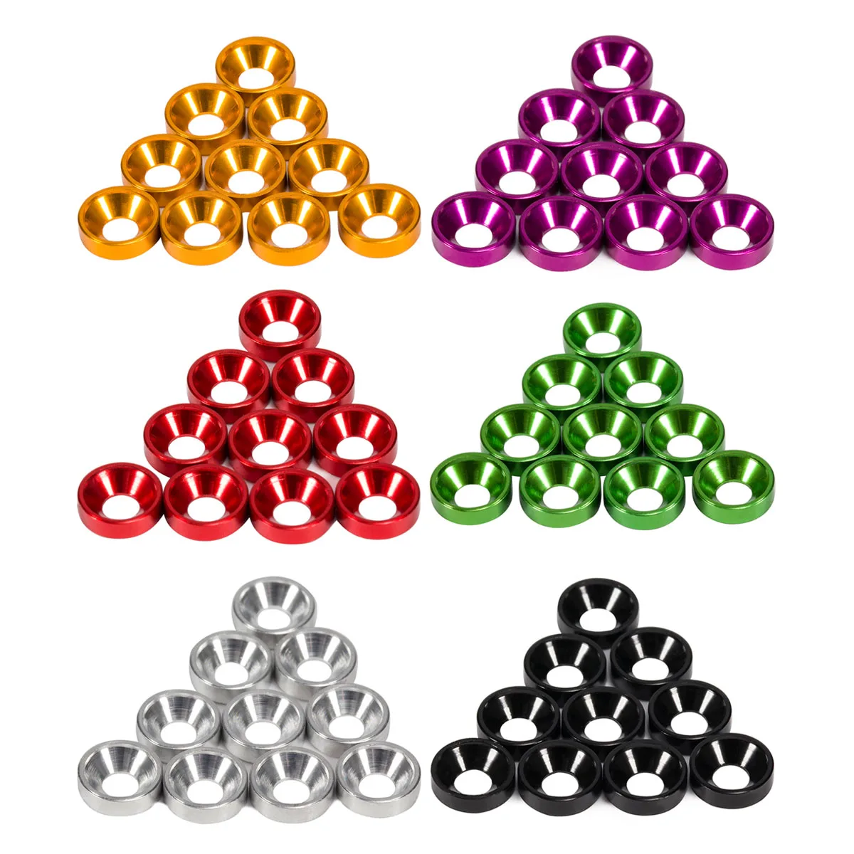 10PCS Aluminum Colored Countersunk Washers Fits M3 Screws for RC Crawler Chassis SCX10 TRX4 PRO Shafty MOA Comp Builds DIY