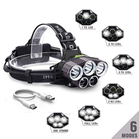 250000LM 5X T6 LED Headlamp USB Rechargeable Flashlight Torch Lamp USA 5 Modes Portable Head Lighting Outdoor Camping Head Light