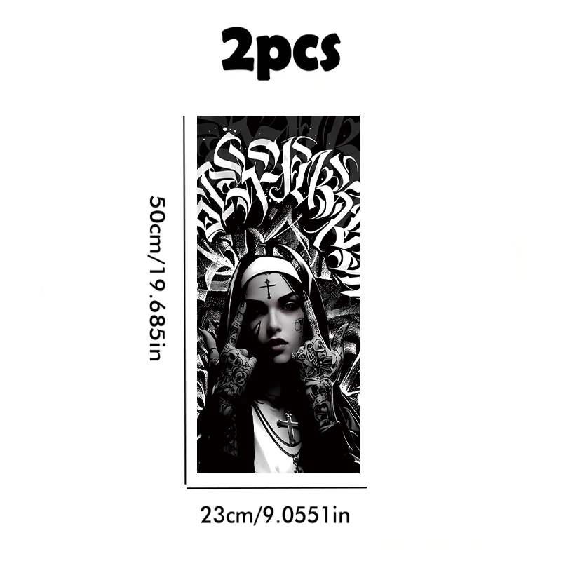 2pcs car B-pillar stickers Tattooed Nun Scratch resistant personalized stickers view 2