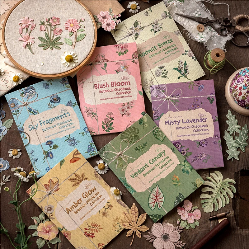 1~6Pack Vintage Plants Stickers Scrapbooking Decoration Mate