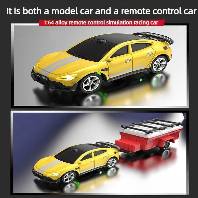 1/64 Mini RC Drift Car Alloy Body 2.4GHz Big Power USB Charging Long Range LED Lights Desktop Racing Car RTR Simulation Toy