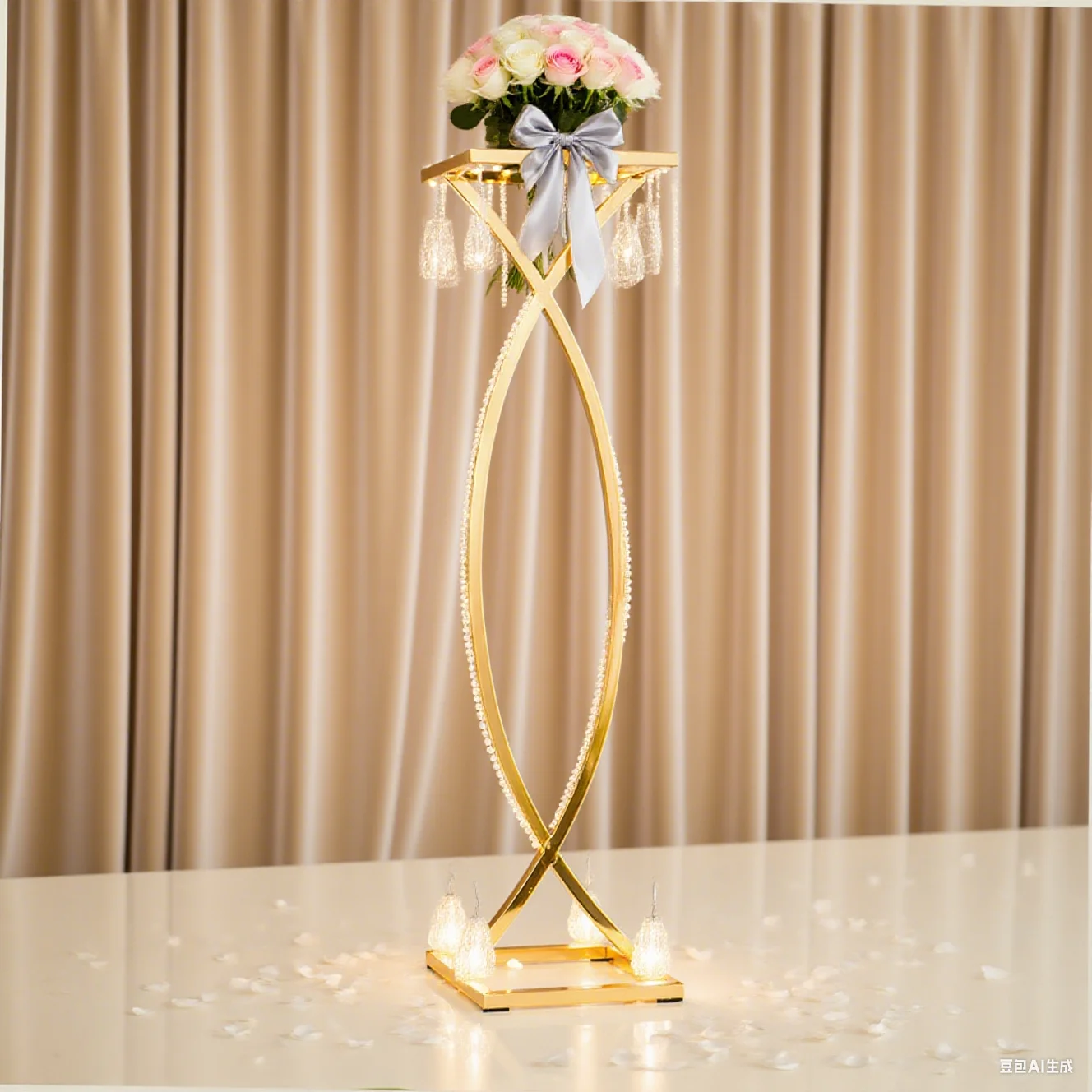 6/10pcs Metal ornaments Wedding scene ornaments Foreign trade export floral decoration display stand electroplated gold