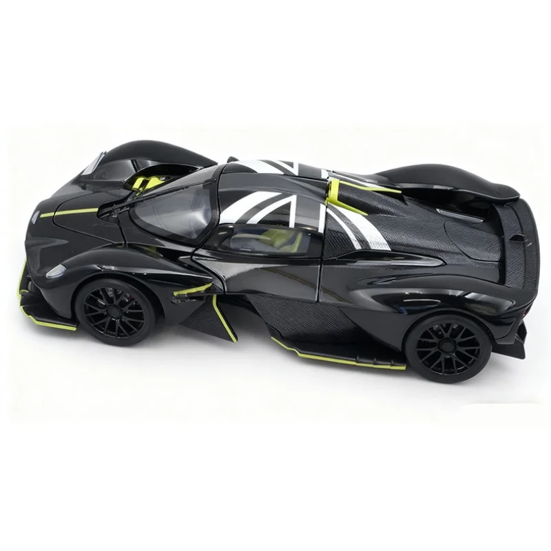 1/23 aston martin valkyrie liga modelo de carro esportivo diecast metal super veículo de corrida modelo de carro som e luz crianças brinquedo presente