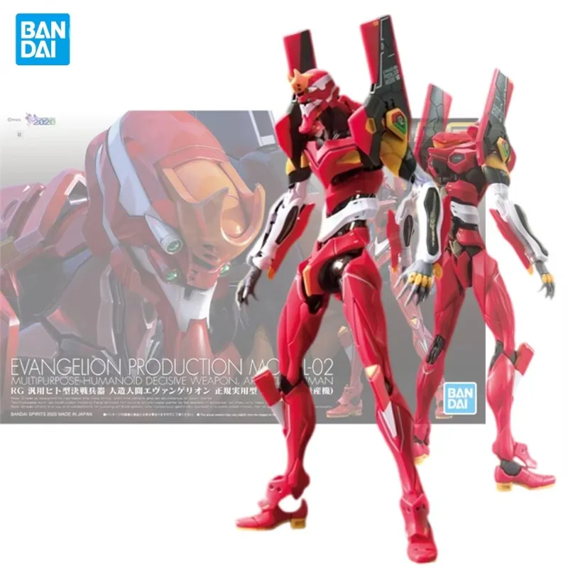 In Stock Bandai Original RG 1/144 EVA EVANGELION-02 UNIT-02 Assembly Anime Action Figure Model Toys Ornaments Collectible Gifts