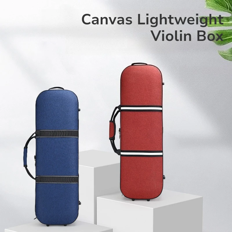 Canvas Lightweight Violin Box Premium Moisture-proof Shockproof Shoulders Portable Violin Case Durable Musical Instrument Case