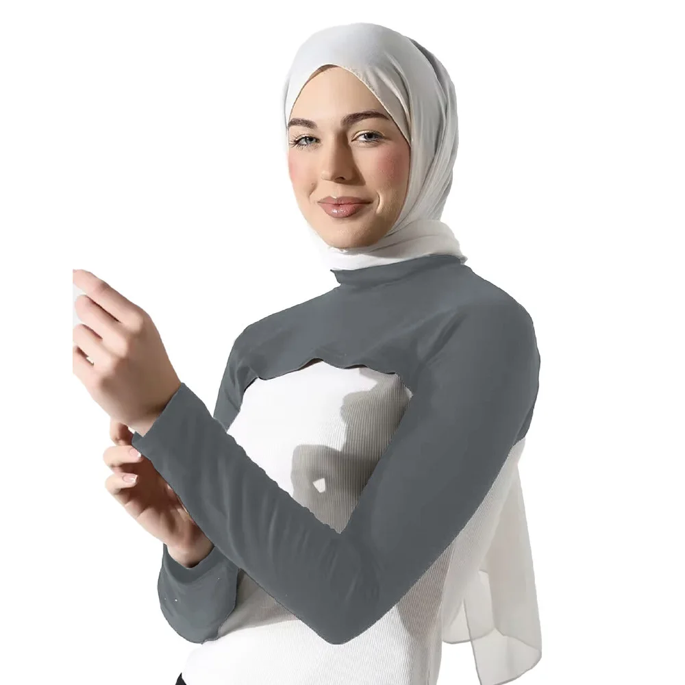 Stretch Modal Jersey Full Neck Sleeve Woman Muslim Hijab Long Arm Cover Shrug Shoulder Oversleeve Suncreen Islamic Wear Sleeves