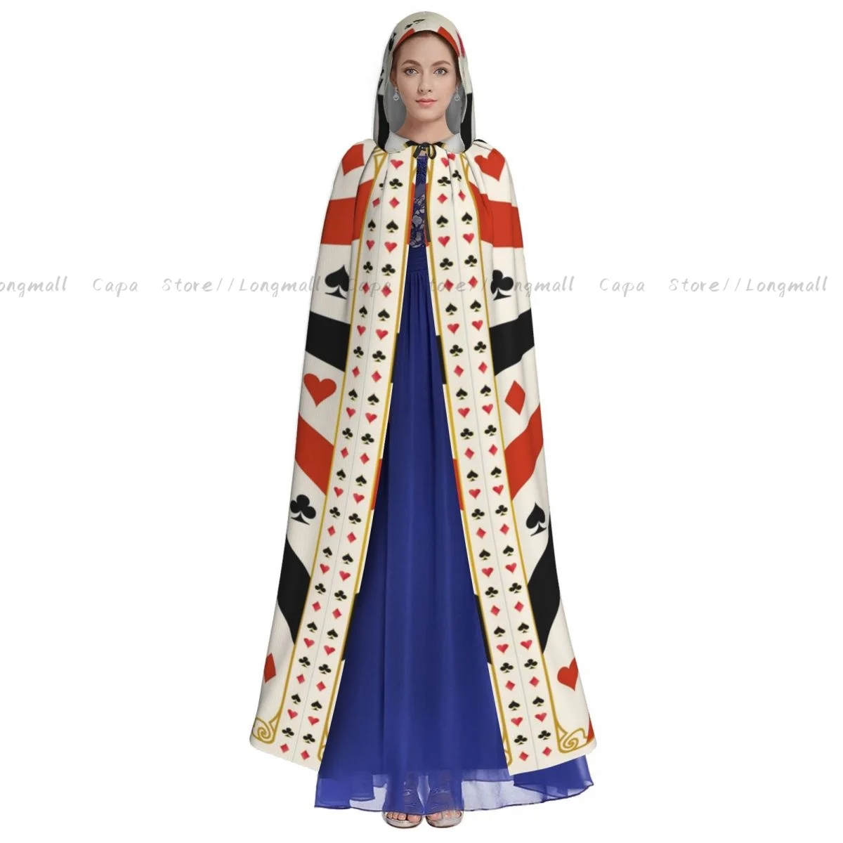الساحرة عباءة الآس من الماس أوراق اللعب قلوب البستوني نوادي زي الهالوين التأثيري للجنسين الكبار عباءة الرجعية العصور الرأس #3