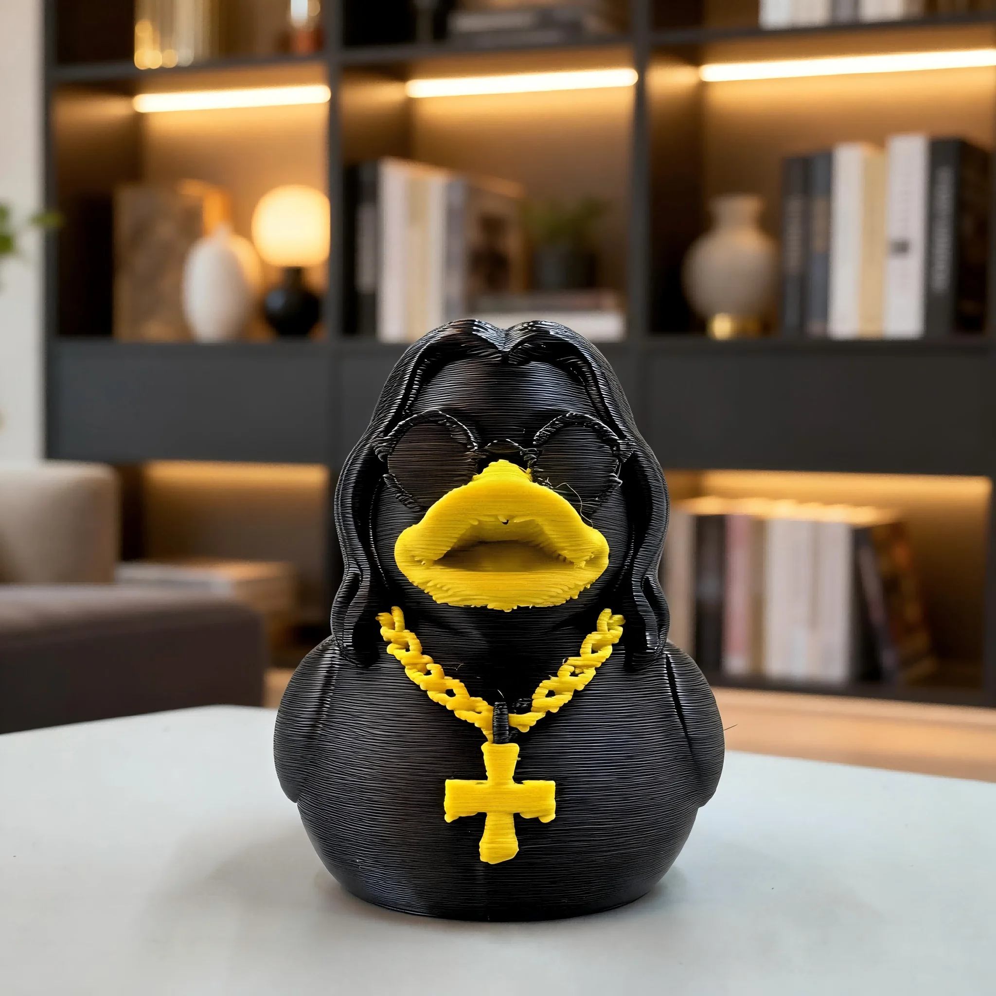 1pc Edgy Duck Figurine, suitable for soft desktop decor & stylish study display. New Year/Valentine's Day unique gift.