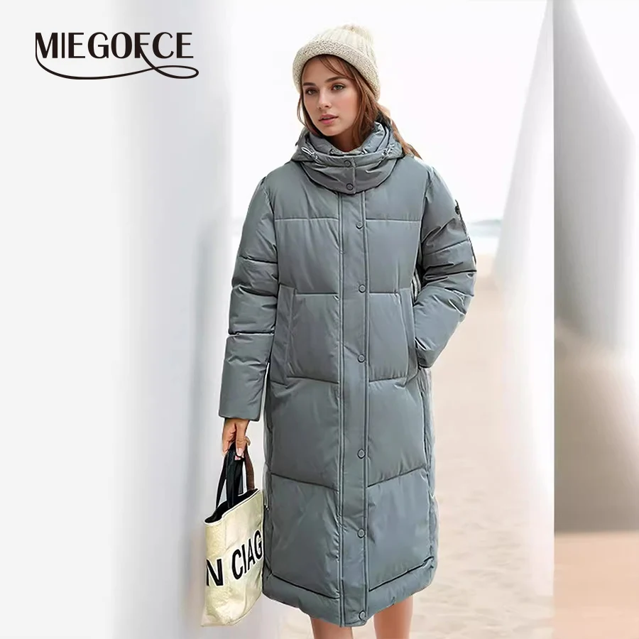 MIEGOFCE 2024 Winter New Product Long Casual Hooded Women's Jacket Loose Windproof Warm Parka Quilted Big Pocket Coat MZ-24220