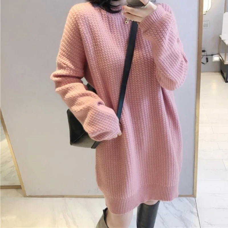 

OCEANLOVE Solid Autumn Winter Clothes Woman Sweaters Solid Loose Long Pullovers Sweet Korean Fashion Warm Thick Pull Femme