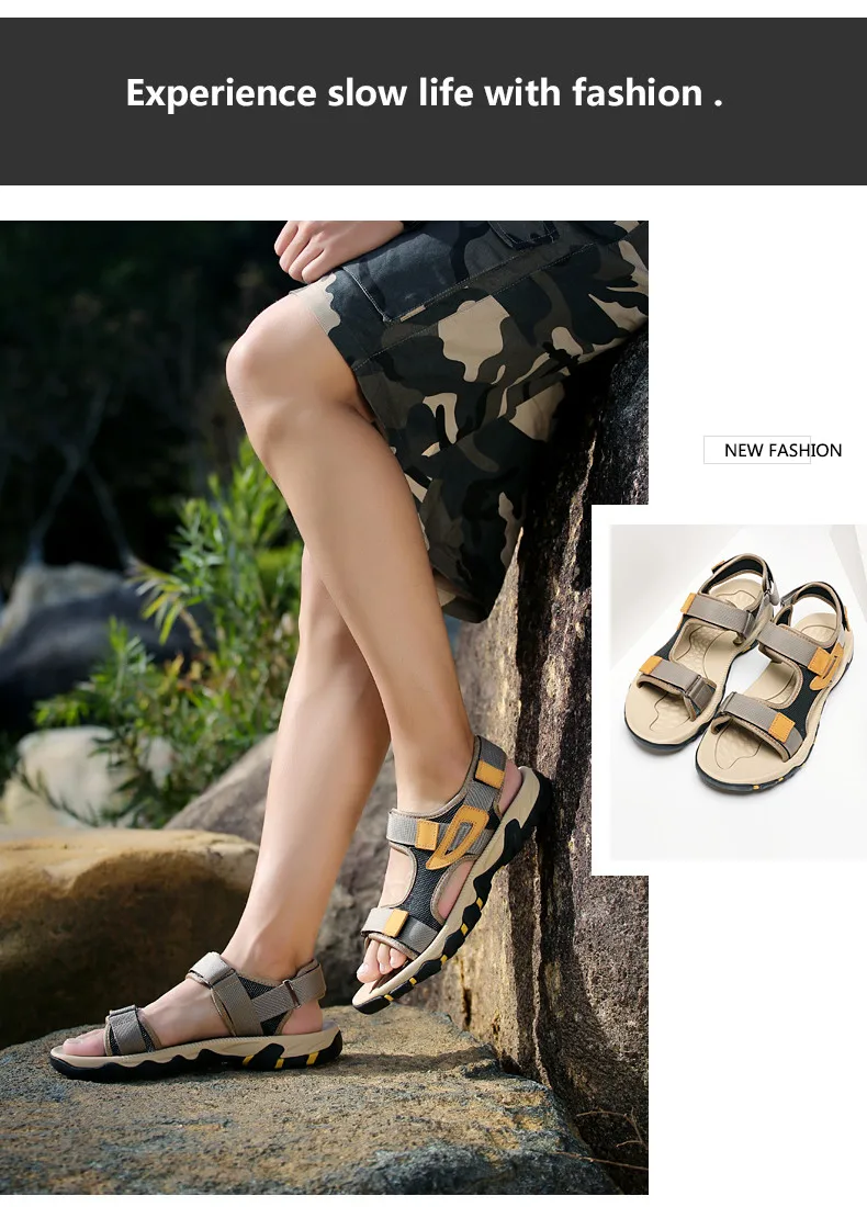 Große Größe Sommer Bequeme Outdoor-Herrensandalen Leichte Herrenschuhe für Männer Freizeitschuhe Wasserwander-Sandalen Weiche Strandsandalen – Detail 19