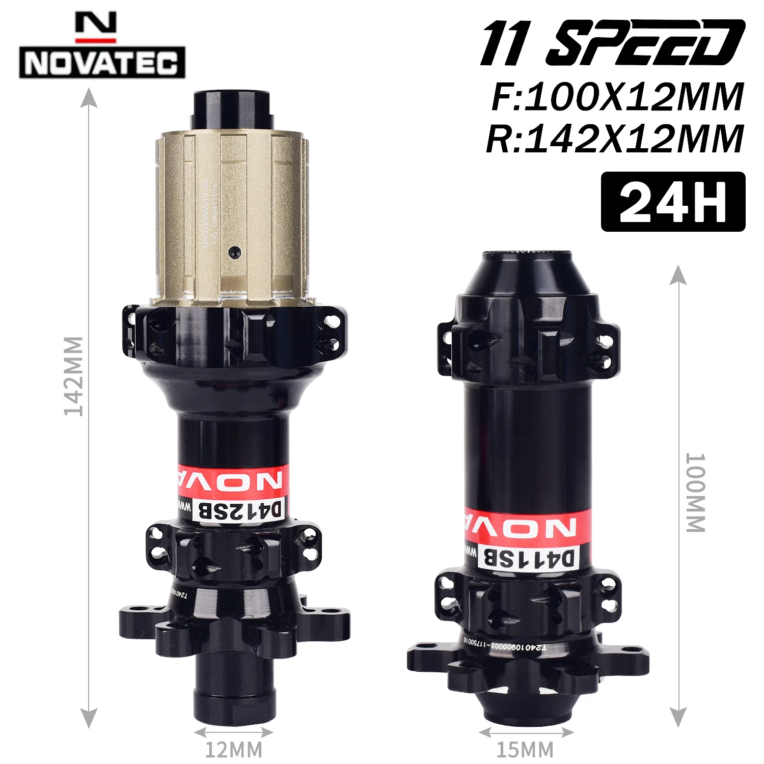 Novatec センターロックディスクブレーキハブ 24H 100x12 142x12mm