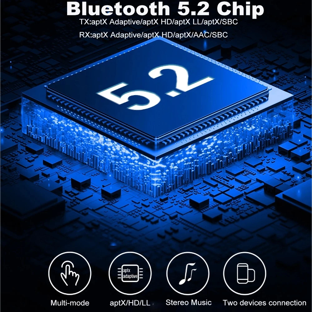 Bluetooth 5,2 аудио адаптер передатчик гарнитура беспроводной стерео музыкальный приемник Поддержка aptX/aptX-LL/aptX-HD ТВ динамик