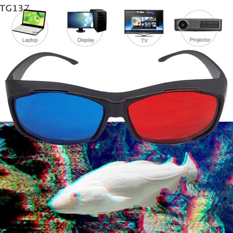 1Pcs Red Blue 3D Vision Glasses Black Frame For Dimensional Anaglyph TV Movie DVD Game
