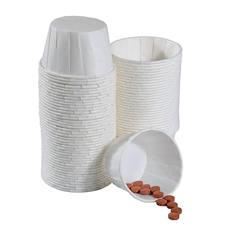 3.5 oz Disposable Paper Souffle Cups [100 Pack] Portion Cups for Medicine, Medication, Samples, Condiments, Tasting, Food and D