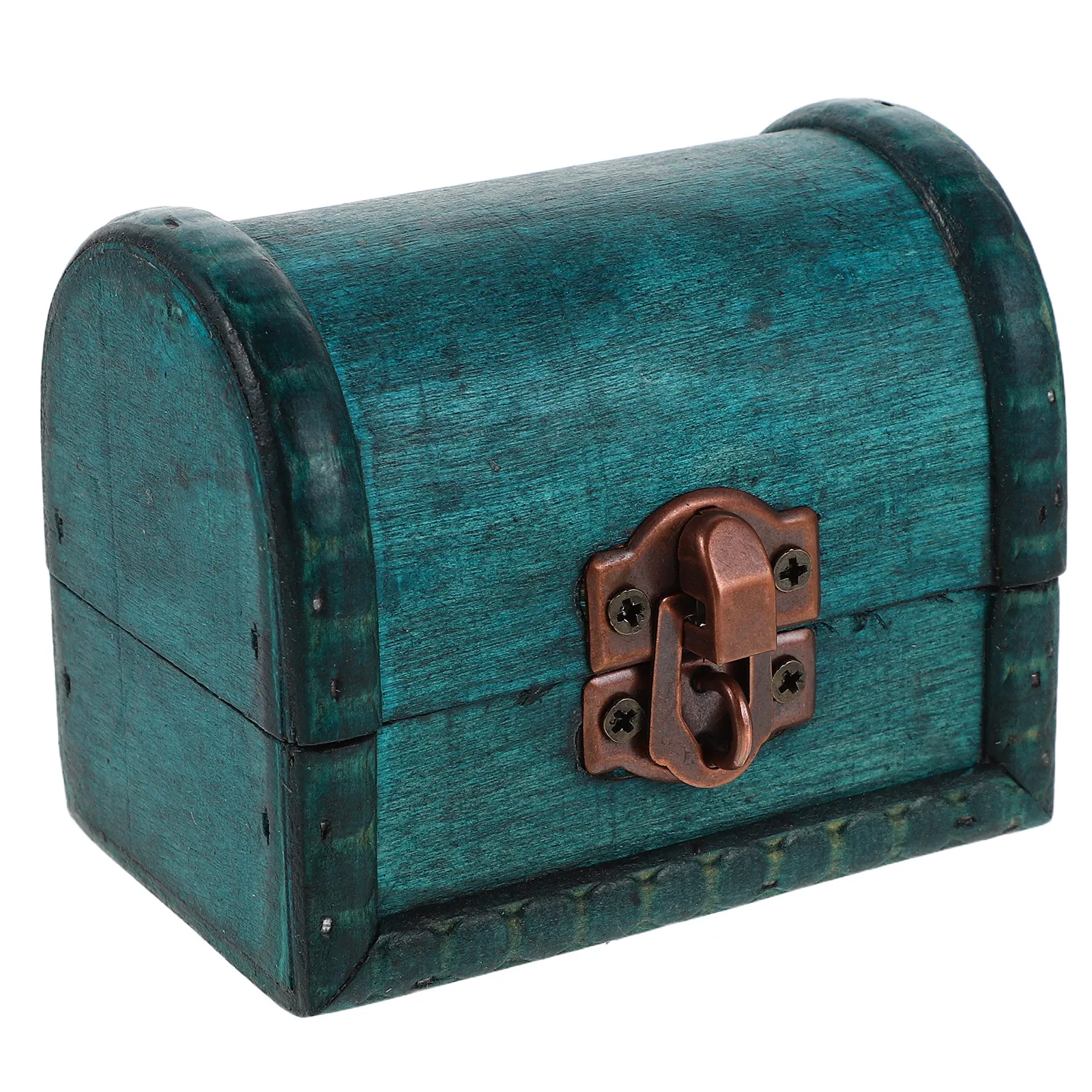 Rustic Solid Wood Vintage Treasure Chest Jewelry Box Keepsake Case for Rings Lipsticks Hair Clips Small Cosmetics Travel Ready