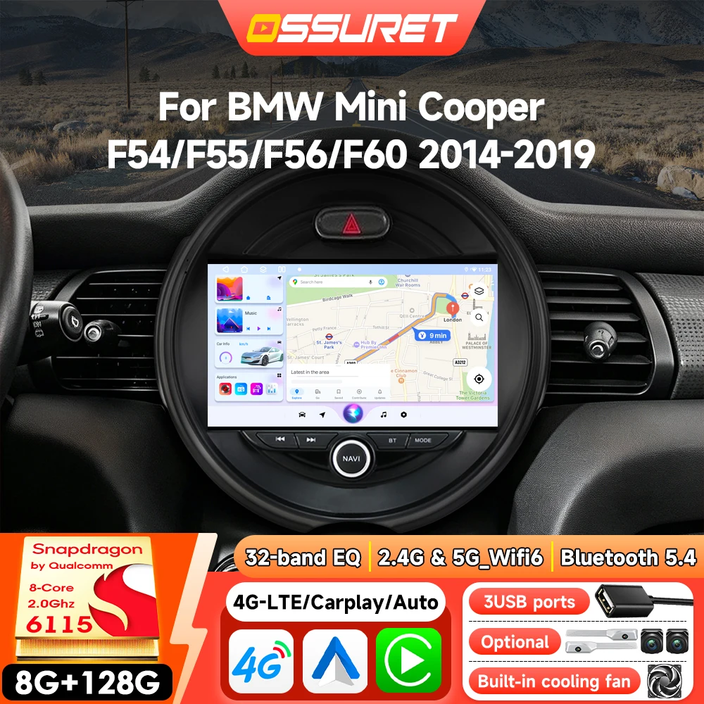 Auto-Radio-Multimedia-Player Android für BMW Mini Cooper F54 F55 F56 F60 2014-2019 Autoradio Stereo Wireless Carplay GPS 360CAM AIPRO