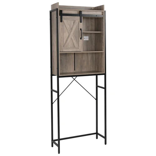 

Retro Style MDF With Triamine Iron Frame Sliding Door Three-Layer Rack Bathroom Cabinet